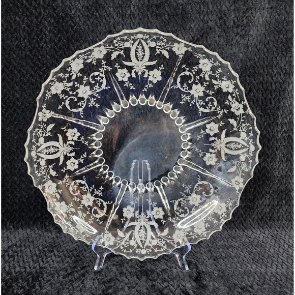 New Martinsville/Viking Other - New Martinsville Prelude Etched Crystal Console Bowl  Elegant Glass 1930s–1940s